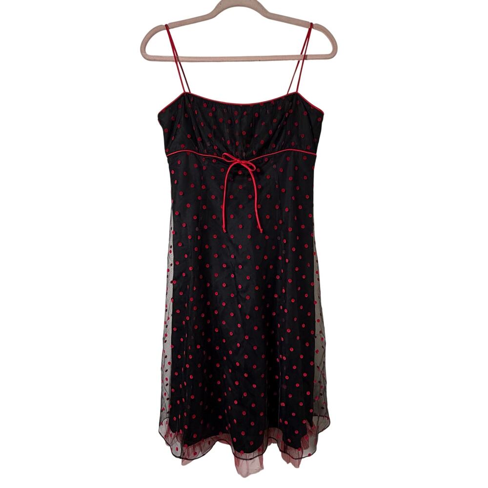 Sz 9-10 Y2k Vtg Zum Zum Black Red Polka Dot Pinup Rockabilly 1950s Whimsigoth